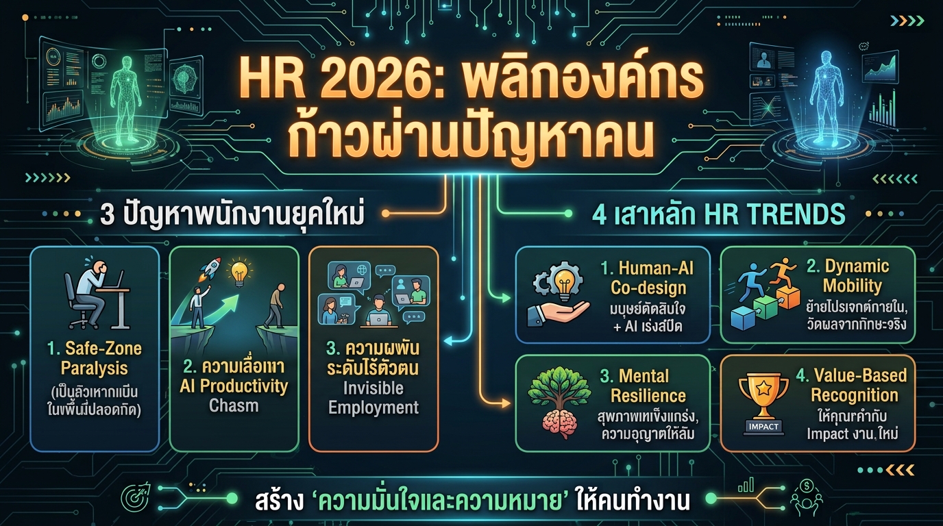 องค์กรปี 2026: เมื่อ “ความเสถียร” กลายเป็นกับดัก และวิธีแก้วิกฤตคนทำงานด้วย Human-AI Synergy