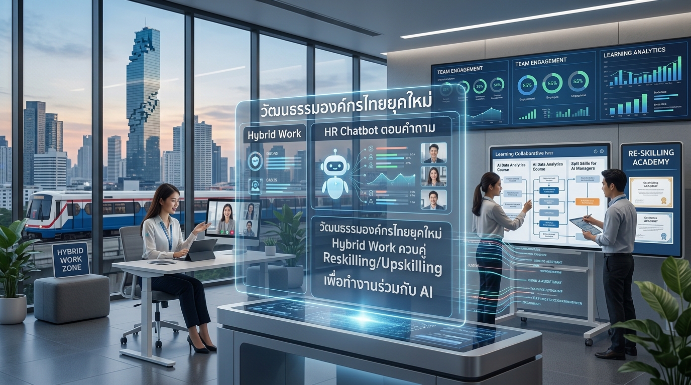 วัฒนธรรมองค์กรไทยยุคใหม่  Hybrid Work ควบคู่ Reskilling/Upskilling  เพื่อทำงานร่วมกับ AI