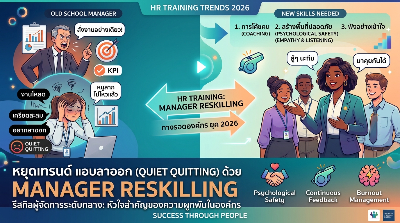 องค์กรโต แต่คนพัง: ทำไม "Managerial Reskilling" ถึงเป็นหลักสูตร HR Training ที่ทุกบริษัทต้องจัดด่วนที่สุดในยุคนี้
